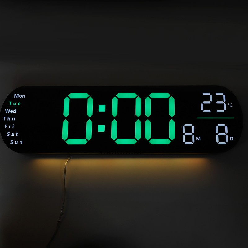 Digital Wall Clock Large Display with Remote Control Auto Brightness