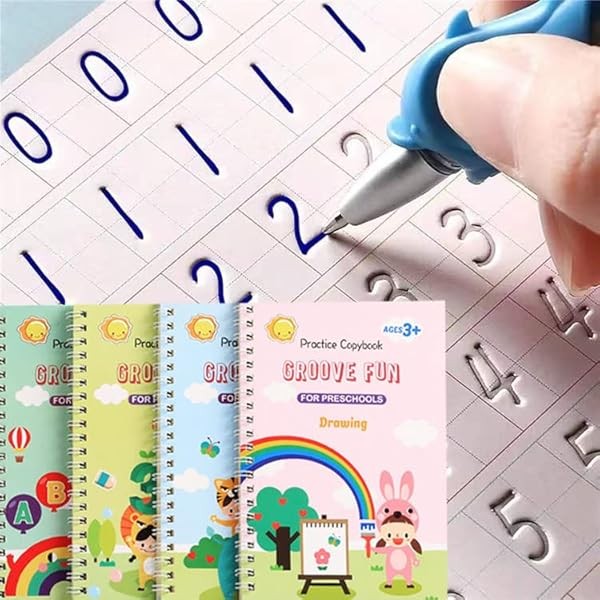 Handwriting Book Practice for Kids,Reusable Grooved Handwriting Books,Writing Practice for