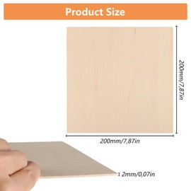 LDHHYH Pack of 15 Plywood Sheets 2 mm, 200 x 200 mm Wooden Panels for Crafts, Plywood Basswood Craft Wood Panels, Wooden Panels for Crafts for Painting, DIY Model, Plane