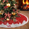 Christmas Tree Skirt, Red Xmas Tree Ornaments Linen Christmas Tree