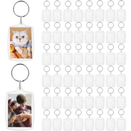 50 Piezas Llaveros Acrílicos de Foto,Foto en blanco Llavero, Llavero de Foto DIY Transparente, Marco de Fotos Acrílico, para Graduaciones, Aniversarios, Regalos de Pareja