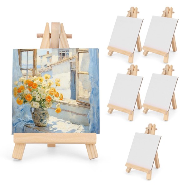 DODHEG 5 Inch Mini Canvas 3 Inch Mini Easel, 6