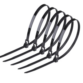 Rluobo Pack of 100 Cable Ties, Resealable, 200 mm x 4.8 mm, UV-Resistant, Black Set for Cable Management, Gardening, Office, Living and Workshops