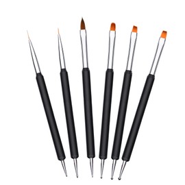 6 Double End Nail Art Brush Kit, Professional Nail Brush Nail Design, Dotting Tools Nail Art Liner Brush, Acrylic Gel Brush for Nails for Dotting, Drawing, for DIY Nail Art Design