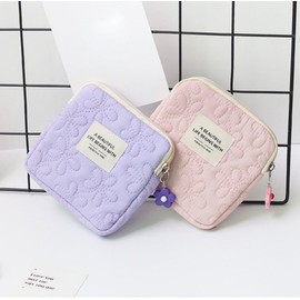 Bolsa para Guardar Toallas Sanitarias con Cremallera De Flores, Porta Tampones, Pequeña Y Bonita Bolsa para Bolso, Bolsa Portátil para Menstruación para Niñas En Edad Escolar.