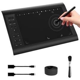 TeinenRon Graphics Drawing Tablet, 10x6 Inch Large Pad Tablets with 8192 Level Pen for PC and Computer,12 Hot Keys,Digital Design Pad Compatible with PC/Mac/Android for Painting,Design&Online Teach