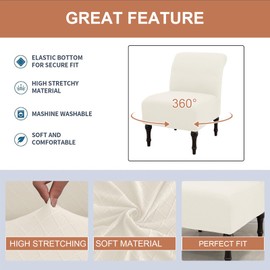 Eco-Ancheng Armless Chair Slipcover Removable Armless Accent Chairs Covers Washable Armless Slipper Chair Slipcover Printed Armless Chair Furniture Protector Covers for Living Dining Room Hotel