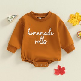 Thanksgiving Baby Boy Girl Outfit Long Sleeve Romper Onesie Infant Gender Neutral Clothes Homemade Rolls 6-12 Months
