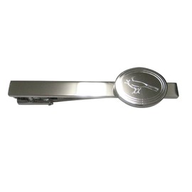 Silver Toned Oval Etched Cardinal Bird Tie Clip