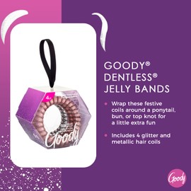 Goody Icy Holiday Coils - 4 Count, Assorted - Jelly Bands Ponytailers Hair Accessories for Men, Women, Boys and Girls to Style With Ease and Keep Your Hair Secured - For All Hair Types