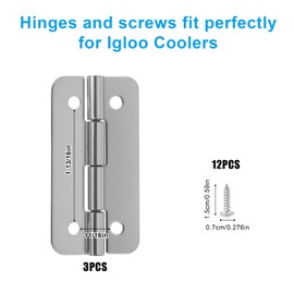 Goktvai 3pcs Stainless Steel Cooler Hinges for Igloo Ice Chests, Freezer Hinges with 12 Screws Replacement Parts Camping Coolers Accessories for Igloo 50-165 QT