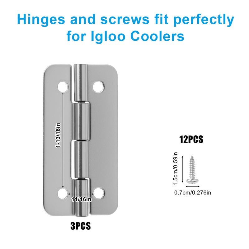 Goktvai 3pcs Stainless Steel Cooler Hinges for Igloo Ice Chests,