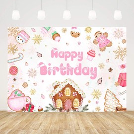 AIBIIN 7x5ft Christmas Birthday Backdrop Happy Birthday Photography Background Winter Xmas Christmas Birthday Party Decoration Banner Photo Props