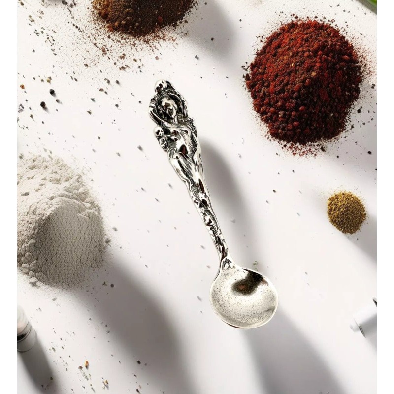SILVERLIZA SOLID 925 Sterling silver Love Disarmed Mini salt Spoon/