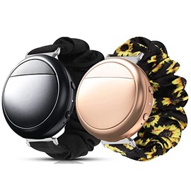 Lamshaw Compatible con Embr Wave 2 Band, tela elástica para mujer, lindas correas de repuesto compatibles con Embr Wave 2 Thermal Wristband (2 unidades, negro + girasol)