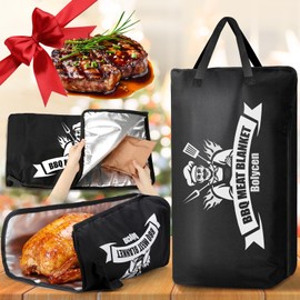 Upgraded BBQ Blanket for Resting Meat - Smoker Accessories Brisket Blanket - Insulated Meat Resting Bag with Wide Mouth for Steak/ Pork Shoulder/ Turkey - Valentines Day Gifts - Birthday Anniversary BBQ Accessories Grilling Gifts for Men Dad Husband(21inch)