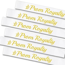 LXYXUUN Prom Royalty Sashes 6 Pack, Glitter Gold Black Prom Royalty Sashes for School Cosplay Pageants Prom Party Dance Graduation Party Favors