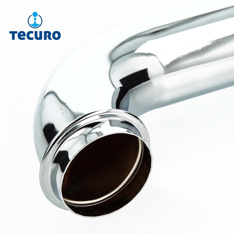 tecuro Wall Pipe with 90° Bend 300 mm Chrome-Plated Stainless