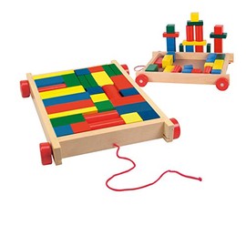 WOODY 90007 Bausteine mit Wagen, beige, 3-5 Jahre