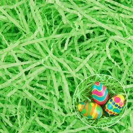 Easter Grass Paper, Hillylolly 200 g Easter Grass Green, Shredded Paper Filling Material, Filling Material, Gift Easter Grass Decorative Grass for Easter Basket, Easter Nest, Easter Gift Box, Gift Bag