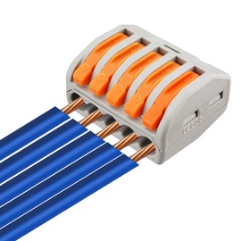 100 Pcs Lever Connectors Nuts 5 Conductor Combination Compact Wire Connectors Fast Connection Terminal 28-12 AWG Suitable for Multiple Types