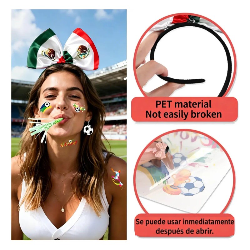 Copa Del Mundo:kit De Porros Para Fútbol:bandera,muñequera