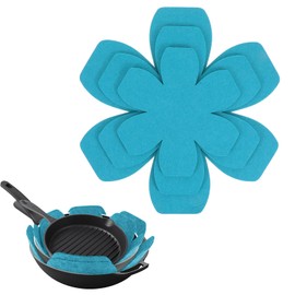 Xinjoduz 6 PCS Pot and Pan Protectors, Azure Pan Protectors in 3 Sizes Thicker Felt Pan Separators for Stacking Non Stick Premium Pan Dividers Protectors Pad for Pans Bowls Ceramics Glassware Cookware