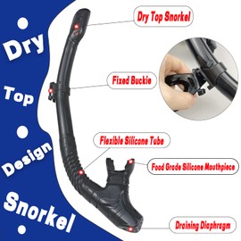 Diving Snorkel kit，Adjustable Panoramic View Anti-Fog Diving Mask，Snorkeling Gear for Adults (Black & Red)