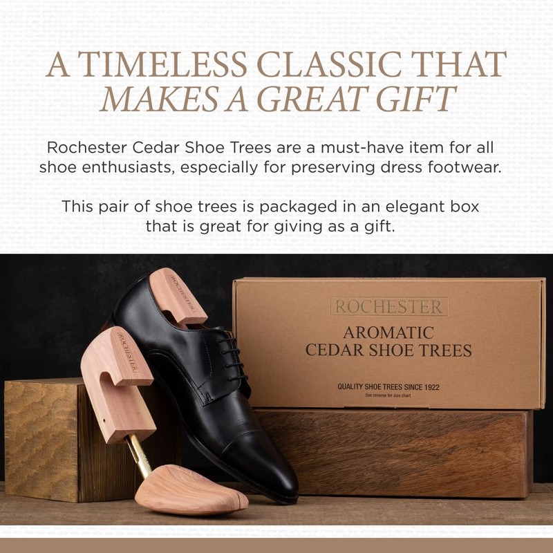 Rochester Men’s Shoe Tree, Removes Moisture and Odor, Cedar Shoe