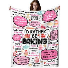 ZABAOBO Baker Blanket Baking Present for Cookie Lovers Girls, Bakers Stuff Cooking Throw Blankets, Funny Baking Gifts for Women Mom Sister Wife 100x130cm(40x50Inch)
