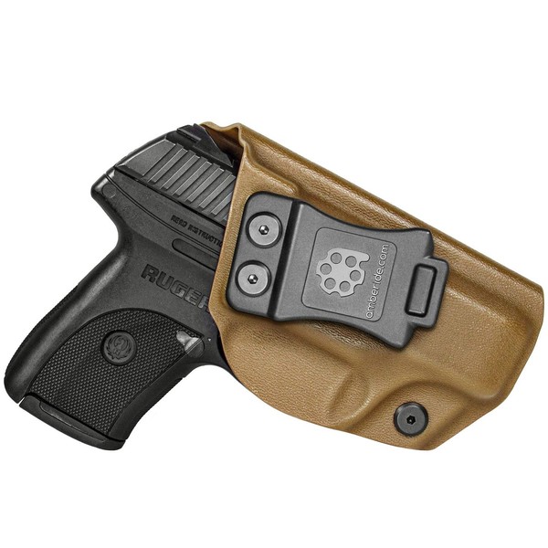 Amberide IWB KYDEX Holster Fit: Ruger LC9 / LC9s / Ruger LC380 / Ruger EC9s Pistol | Inside Waistband | Adjustable Cant | US KYDEX Made (Coyote Brown, Right Hand Draw (IWB))