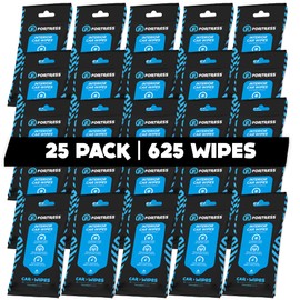 Fortress Car Interior Wipes (25 ct, Pack of 25) for Car Interior Cleaning, Dashboard, Seats, Detailing, and Steering Wheel [Travel Size] Skin-Safe Car Interior Cleaner Supplies