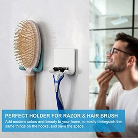 VANZAVANZU Soporte de Maquinilla de Afeitar para Pared de Ducha, Ganchos Adhesivos para Colgar, Ganchos de Ducha de Silicona Impermeables para Baño, Soporte para Cepillo de Pelo para Toalla (Paquete