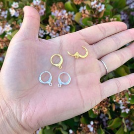 Adabele 30 ganchos redondos de plata de ley chapados en oro (15 pares, 12 mm, dorado)