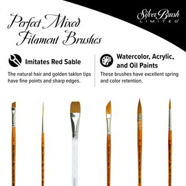 Silver Brush Limited 2006S Golden Natural Angular Brush for Watercolor, Oil, and Acrylic, Size 3/8 Inch, Short Handle