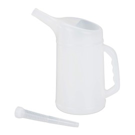 Relaxdays Oil Can 2 L Flexible Filling Neck Oil Measuring Cup Scale Oil Change Shatterproof Car Workshop PE White
