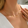 BIQVIND Layered Necklace for Women 18K Gold Plated,Double Layer CZ