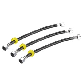 uxcell Faucet Supply Line Connector, 3pcs G1/2 Female x G1/2 Female 12 Inch Long Braided 304 Stainless Steel Water Supply Hose, Black