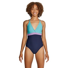 Speedo Traje de baño de una Pieza Ajustable con Espalda Cruzada y Corte contemporáneo para Mujer