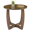 Solid Wood Round End Table with Splicing Top, Farmhouse Sofa