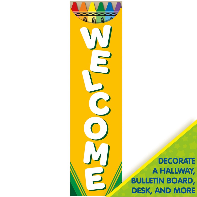 Eureka Crayola Welcome Vertical Classroom Banner for Teachers, 12" x