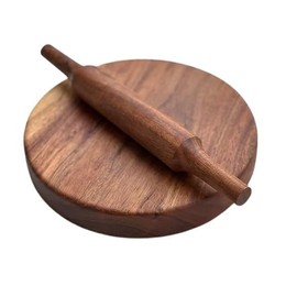 Chakla Belan Sheesham Wooden Round Polpat-Roti Roller Chakla-Belan Rolling Pin Set Roti Maker Chapatti Puri Maker Daio Kitchen Item (Brown) (Size Medium)