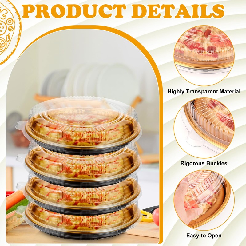 Yoiemivy 24 Pack Disposable Pie Carrier with Clear Lid, 9''