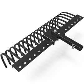YINTATECH 48in Tractor Rake with 2" Receiver for ATV, Tow Behind Pine Straw Rake, 17 Spring Steel Tines