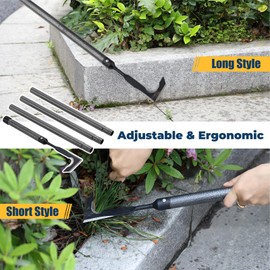EUIJOIP Weed Remover Tool | Adjustable Metal Handle (14.5"-58.4") (Upgraded Rustproof) | Multi-Functional Garden Hook for Pavement Gaps, Moss, Bushes | Commercial-Grade Yard Maintenance Equipment