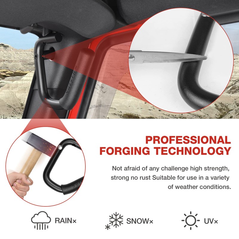Sulythw NO Block Sunvisor Front & Rear Jeep Grab Handles,