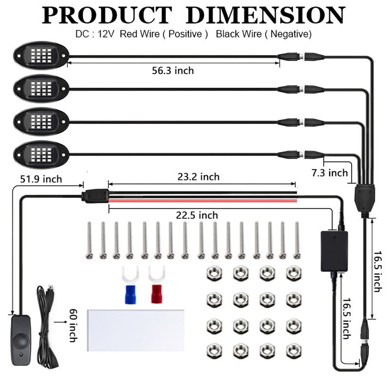 LED Rock Lights 4pcs Multicolor LED Lights Waterproof with APP