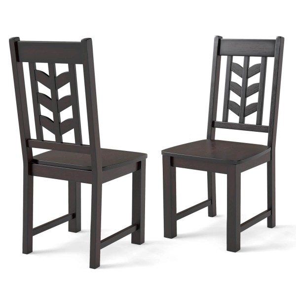 Costway Dining Chair Set of 2 w/ Rubber Wood Frame