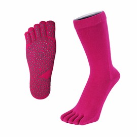 TOETOE – Yoga&Pilates Anti-Slip Sole Mid-Calf Cotton Toe Socks, Breathable, Hygenic - 1 pair - Fuchsia