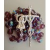 Catholic AB Purple Color Iridescent Glass Rosary Silver Tone Crucifix
